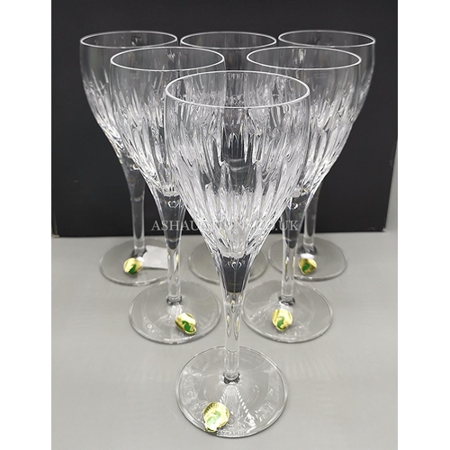 493 - WATERFORD CRYSTAL (Boxed Set Of Six) WINE GLASSES IN THE ARDEN MARA DESIGN