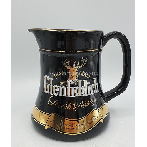 495 - WADE WHISKY JUG 15cm, GLENFIDDICH PURE MALT. Black & Gold Gilt. (Rare)