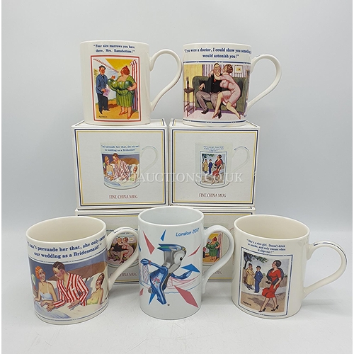 514 - BONE CHINA MUGS (4) DONALD McGILL. SAUCY & HUMEROUS MUGS. (In 1954 Donald Was Prosecuted & Many Of H... 