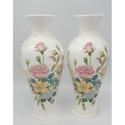 531 - COALPORT 23cm FINE BONE CHINA VASES IN THE 
 ROSE GARDEN DESIGN