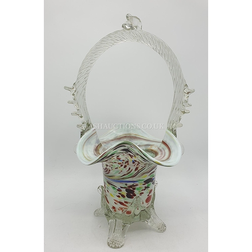 549 - GLASS BASKET With BARLEY TWIST HANDLE (20cm)  (Please Note This LOT IS COLLECT ONLY !!!)