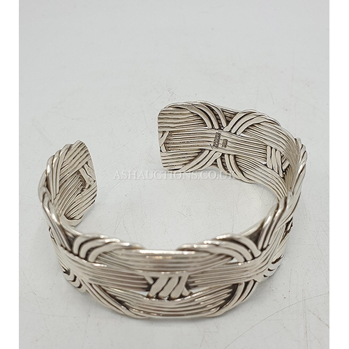 651 - PRESENTED AS A SILVER (925) BANGLE (Silver Crafted Threads Make Up This Bangle)  (Weight 47 Grams)