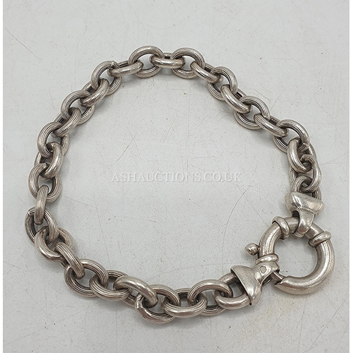 654 - PRESENTED AS A SILVER (Hallmarked) BRACELET (Large Links,Lifebouy Clasp)  (Dated 1975/76,By  I.B.B. ... 