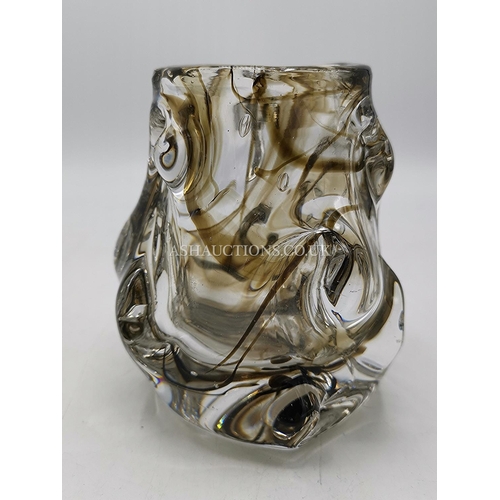 720 - WHITEFRIARS 12cm GLASS KNOBBLY VASE  (Heavy)