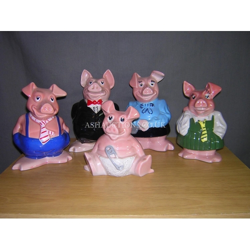 790 - WADE SET OF FIVE NAT WEST PIG MONEY BOXES (BABY-