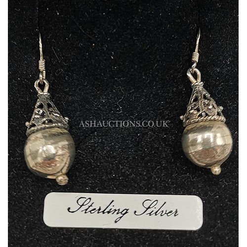 892 - PRESENTED AS A PAIR OF SILVER DROP EARRINGS (Stamped 925) (Weight  4 Grams)  (Boxed)