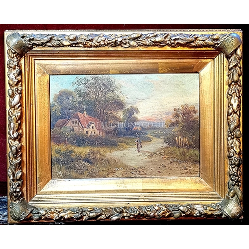 936 - VICTORIAN OIL PAINTING ON CANVAS OF A RURAL SCENE  (Please Note This LOT IS COLLECT ONLY !!!)