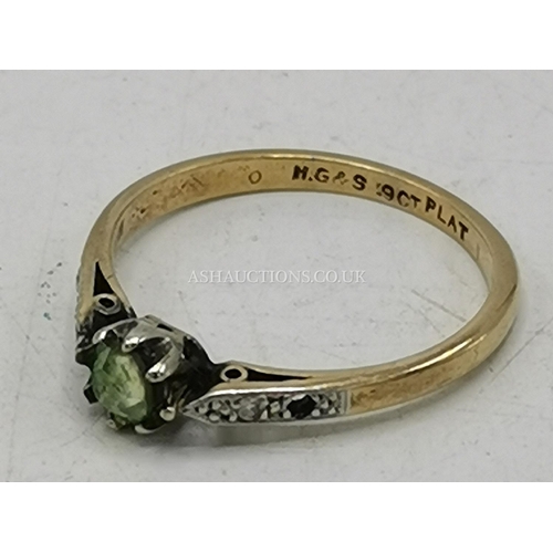 952 - PRESENTED AS A 9ct GOLD/PLATINUM STONED RING (One Stone Missing)  (Size_____,Weight______)   (Boxed)