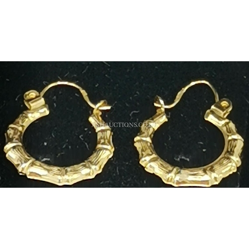 968 - PRESENTED AS A PAIR OF 9ct GOLD (Fully Hallmarked) HOOP EARRINGS  (Total Weight 0.7 Grams)