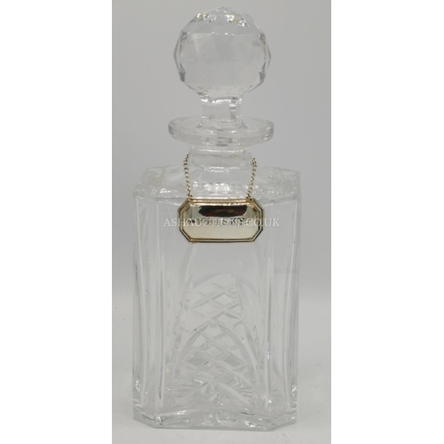 978 - EDINBURGH CRYSTAL WHISKY DECANTER With SOLID SILVER LABEL (Fully Hallmarked)