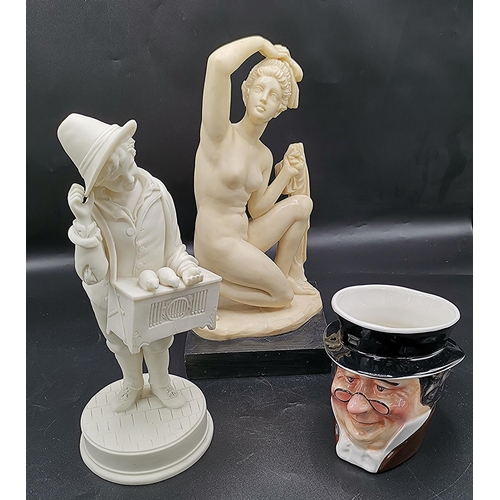 101 - ALABASTA Large 31cm BATHING LADY FIGURINE,POTTERY 28cm FIGURINE OF A BOY Plus LEONARDO CHARACTER MUG... 