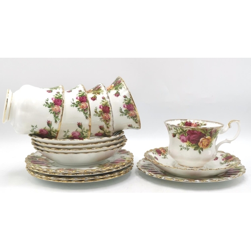 1177 - ROYAL ALBERT CHINA TRIOS (5) IN THE OLD COUNTRY ROSES DESIGN