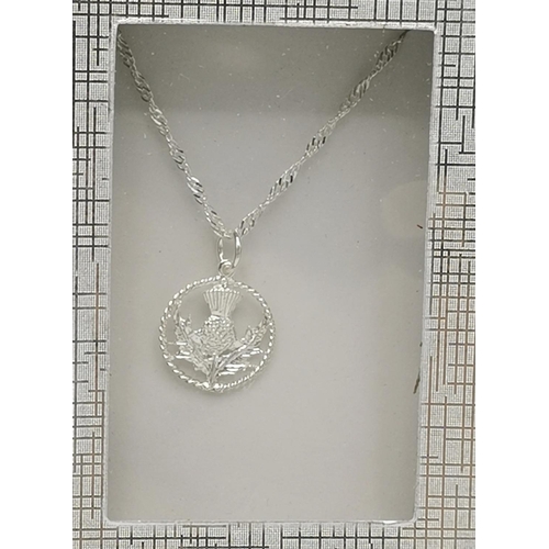 1178 - PRESENTED AS A SILVER (925) SCOTTISH THISTLE PENDANT On SILVER CHAIN  (Boxed)