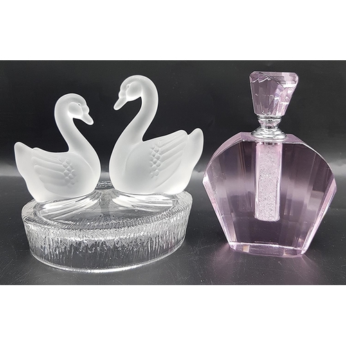 119 - CRYSTAL SCENT BOTTLE Plus GLASS SWANS