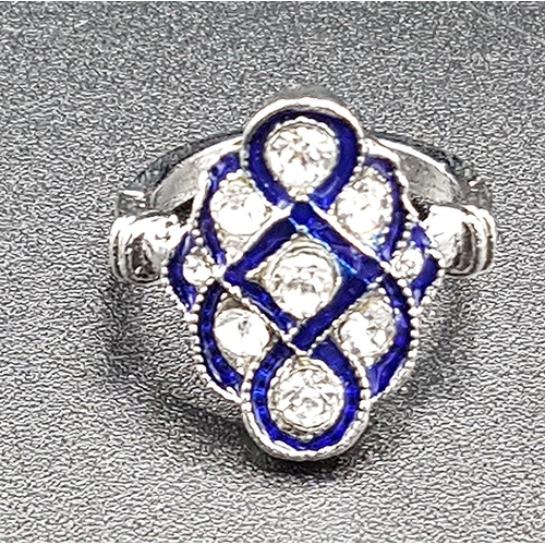 141 - BLUE HEXAGON SOLITAIRE DRESS RING (Size L,Weight 6.68 Grams) (Boxed)