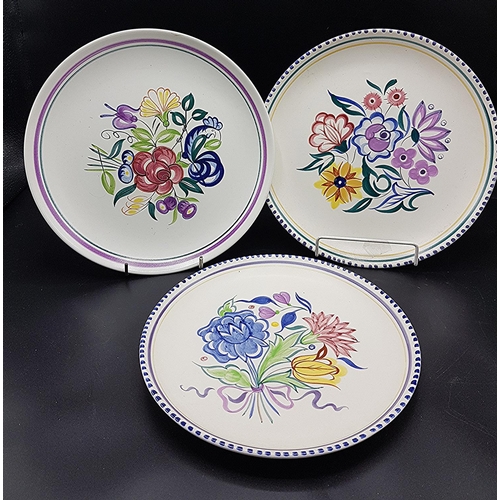 154 - POOLE POTTERY PLATES (3) TOGETHER WITH A J.G. MEAKIN PLATE