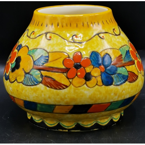 164 - CERAMIC ORANGE FLOWER DESIGN VASE (Stamped 156)