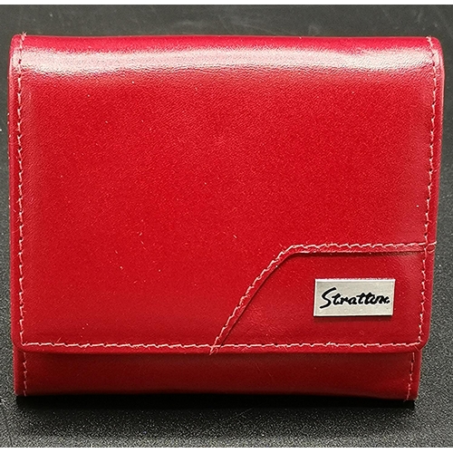 172 - STRATTON RED LEATHER 10cm x 9cm LADIES PURSE  (As New,)