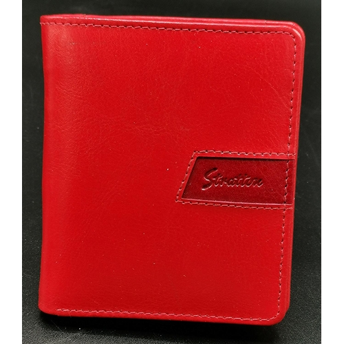 175 - STRATTON RED LEATHER 11cm x 9.5cm GENTS WALLET  (As New,)