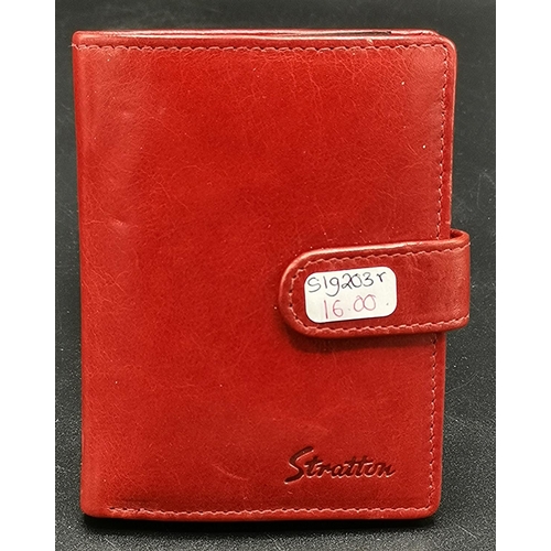 184 - STRATTON RED LEATHER 11cm x 8.5cm GENTS WALLET  (As New)