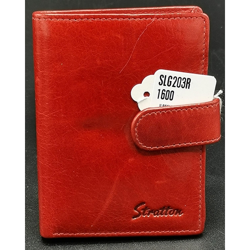 185 - STRATTON RED LEATHER 11cm x 8.5cm GENTS WALLET  (As New)