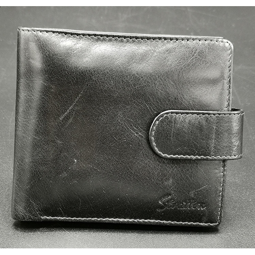 187 - STRATTON BLACK SMOOTH LEATHER 11.5cm x 10cm GENTS WALLET  (As New)