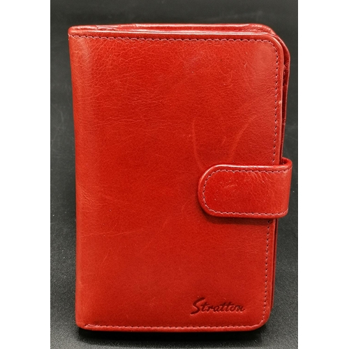 191 - STRATTON RED LEATHER 14cm x 9.5cm  PURSE/WALLET  (As New)