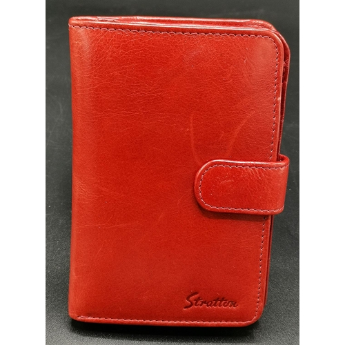 192 - STRATTON RED LEATHER 14cm x 9.5cm  PURSE/WALLET  (As New)