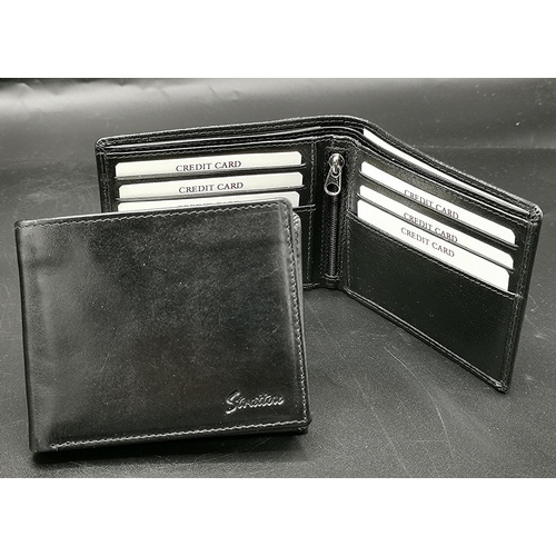 202 - STRATTON BLACK LEATHER 11cm x 9cm GENTS WALLET  (As New) (Photo Shows Inside And Outside)