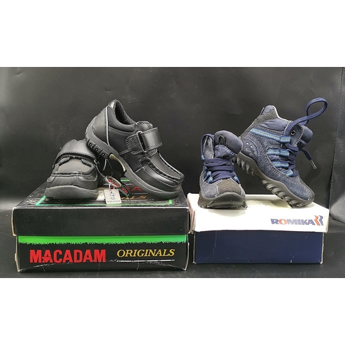 227 - MACADAM CHILDRENS ORIGINALS ROCKY SHOES  (Size 9) TOGETHER WITH ROMIKA CHILDRENS BLUE BOOTS (Size 4)... 