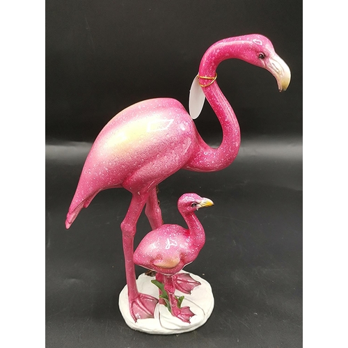 262 - NATURECRAFT Large (280 h 180 w 75 d mm) MODEL OF A FLAMINGO And CHICK (62993) FROM THE WILDLIFE COLL... 