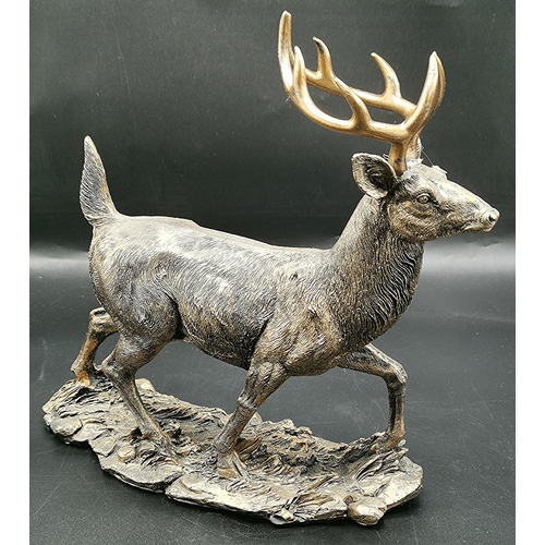 292 - COLD CAST BRONZE (280 h 100 w 305 d mm) MODEL OF A STAG (58427) By NATURECRAFT FROM THE BRITISH WILD... 