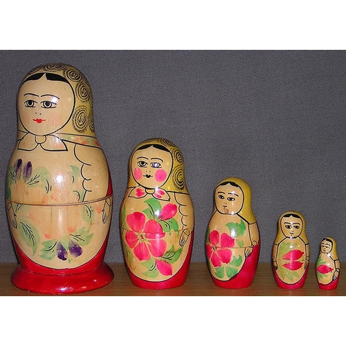 378 - RUSSIAN FIVE Piece MATRYOSHKA DOLL SET .
(Matryoshka dolls; also known as babushka dolls, stacking d... 