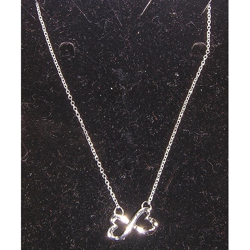 440 - PRESENTED AS A SILVER (925) DOUBLE HEART NECKLACE  (Boxed)