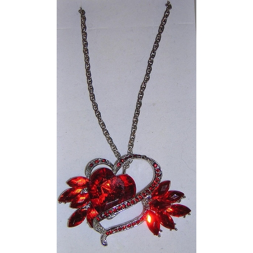 442 - RED STONE HEART NECKLACE (Boxed)