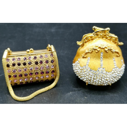 452 - JEWEL ENCRUSTED ENAMEL HAND BAG TRINKET BOXES (2)