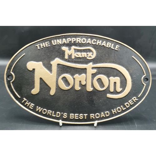 472 - CAST IRON  32.5cm NORTON MOTORCYCLES SIGN