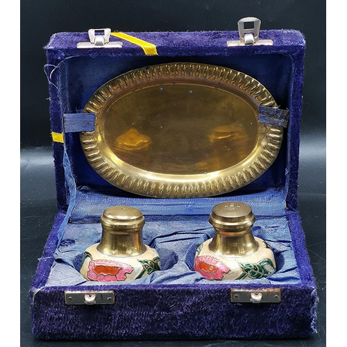 489 - CLOISONNE ENAMELLED CRUET SET (Original Box)