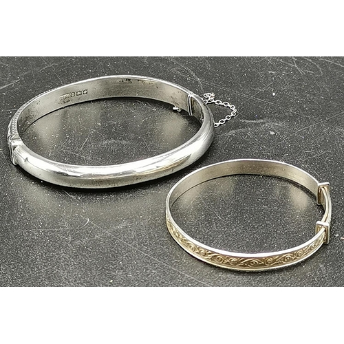 507 - PRESENTED AS TWO SILVER (Hallmarked) BANGLES  (Total Weight 17.7 Grams)