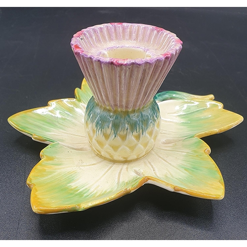 519 - NEWPORT POTTERY 6.5cm THISTLE CANDLEHOLDER By Designer Clarice Cliff (Rare)