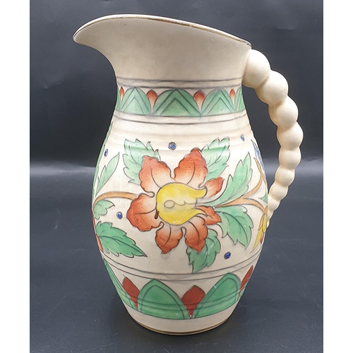 520 - CROWN DUCAL Large 20cm JUG By Designer Charlotte Rhead