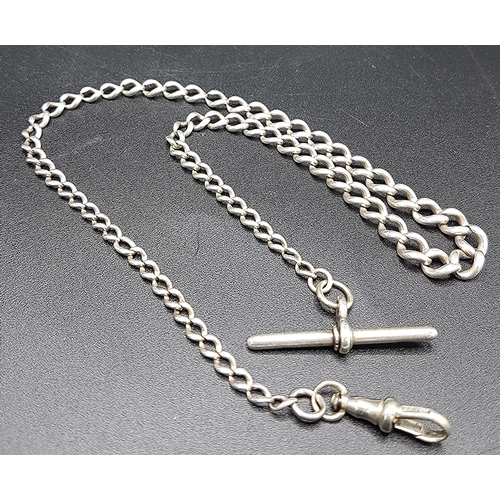 593 - PRESENTED AS A SILVER VICTORIAN ALBERT WATCH CHAIN (Size______,Weight_______)