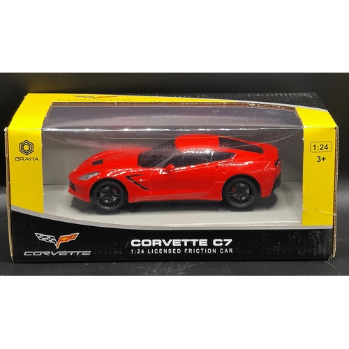 611 - BRAHA INDUSTRIES (New York) 1:24 SCALE MODEL OF A CORVETTE C7 (Red) (Original Box , As New)