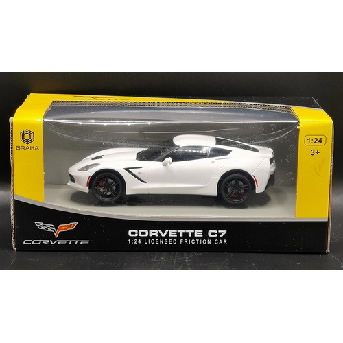 612 - BRAHA INDUSTRIES (New York) 1:24 SCALE MODEL OF A CORVETTE C7 (White) (Original Box , As New)