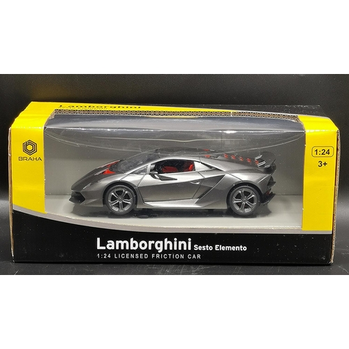 613 - BRAHA INDUSTRIES (New York) 1:24 SCALE MODEL OF A LAMBORGINI SESTO ELEMENTO (Dark Grey) (Original Bo... 