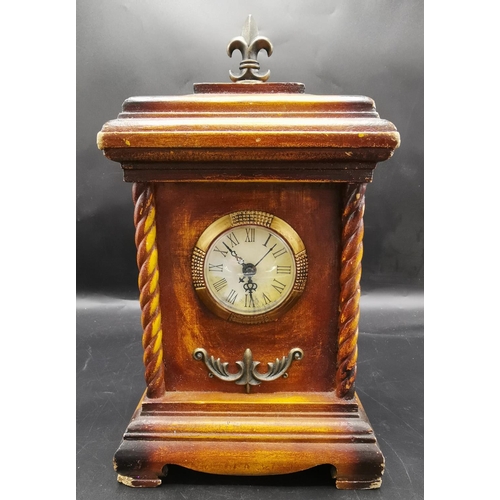 697 - WOODEN MANTLE CLOCK (Please Note This LOT WILL NOT BE PACKED OR SHIPPED...PICK UP ONLY !!!!)