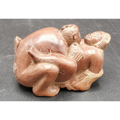 711 - CHINESE (Hand Carved) MODEL OF AN EROTIC COUPLE