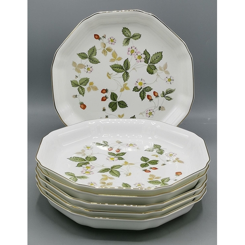 734 - WEDGWOOD CHINA FLAN DISHES (6) IN THE WILD STRAWBERRY DESIGN