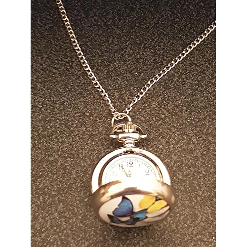 110A - BUTTERFLY DESIGN NECKLACE WATCH