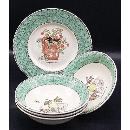 115A - WEDGWOOD CHINA 17cm Dia BOWLS (4) Plus 21cm Dia PLATE IN THE SARAH'S GARDEN DESIGN